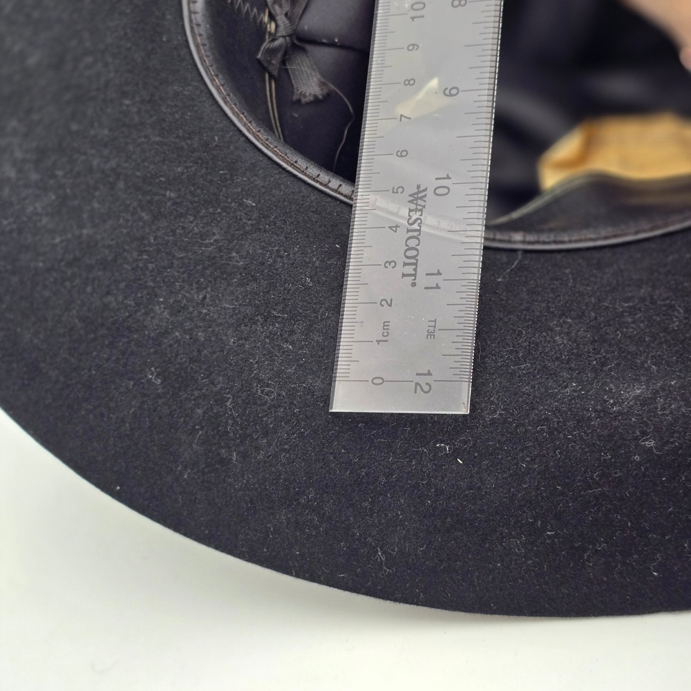 Vtg Resistol 4X Beaver Self-Conforming Cowboy Hat Black 7 5/8 Made Texas USA - Picture 9 of 12